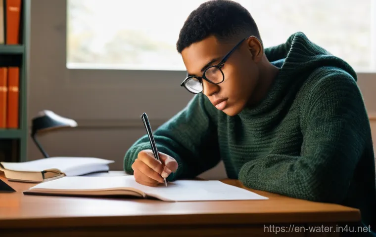 수질환경 시험 기출문제 분석 - **Prompt:** A focused young adult, casually dressed in a comfortable, earth-toned sweater and dark t...